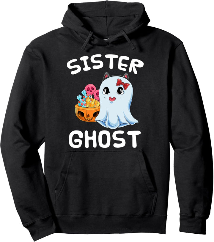 Sister Ghost Family Matching Halloween Costumes Outfit Gift Pullover Hoodie