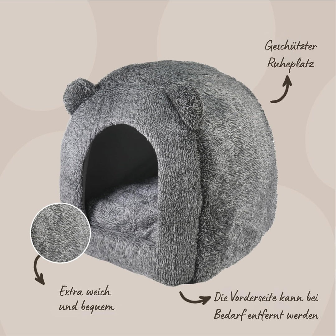 Rosewood 03081 superweiches Teddybär-Katzenbett in Luxusausführung, 38 x 38 cm, grau, grau