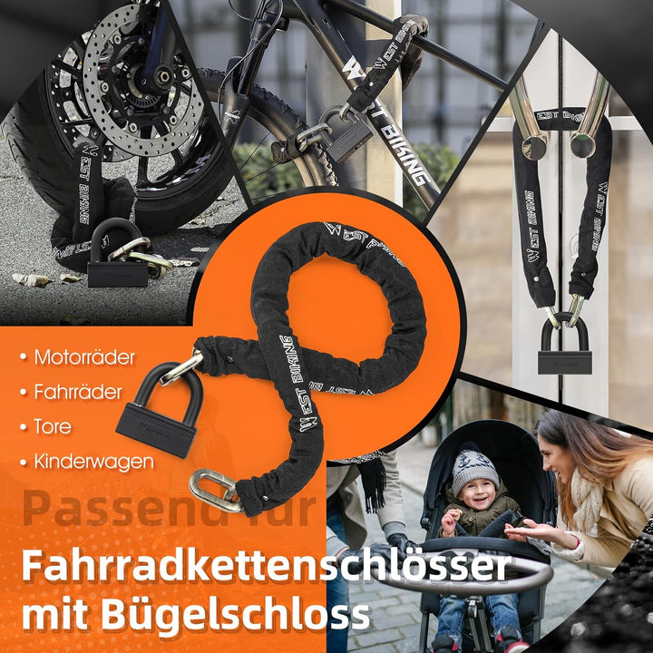 CHIMONA Kettenschloss Fahrradschloss, Kettenschloss für Motorrad &amp; E-Bike, Motorradschloss 120CM * 1