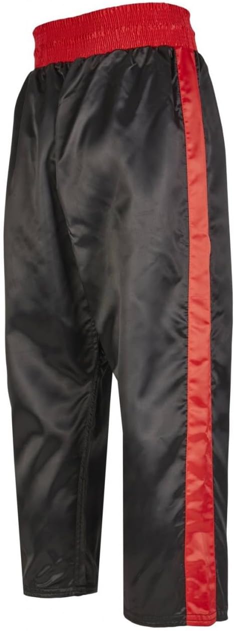 Kickboxhose Basic PX Kickboxing Bestickung - schwarz rot mit Gummibund - Weiche Ausführung - Kickbox