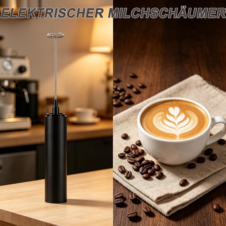 Milchaufschäumer Stab - Elektrischer Schneebesen, USB 800mah, 3 Aufsätzen 2 Geschwindigkeiten, Milch