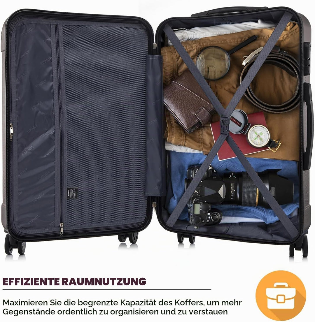 Koffer Suitcase Set, Trolley Reisekoffer, Rollkoffer Handgepäck, Kofferset, Gepäckset mit 4 Rollen 3