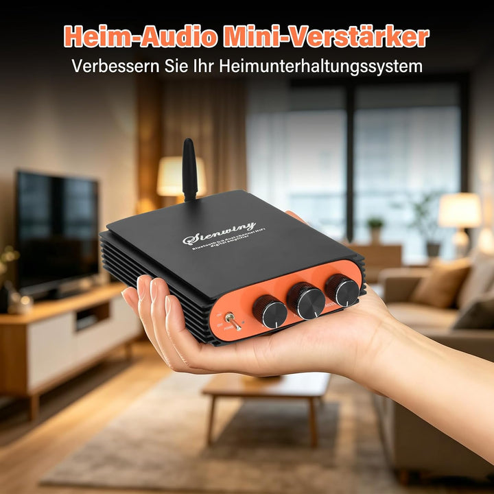5.3 Bluetooth Verstärker HiFi Stereo, 300Wx2 2-Kanal Mini Subwoofer Amplifier mit TPA3255 Amp Chip,