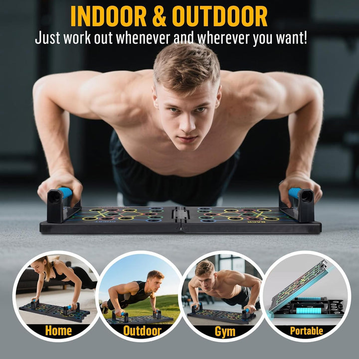 Push Up Board, 24 in 1 Faltbare Tragbare Liegestütz Brett mit 2 Handgriff, Multi-Funktions Portable