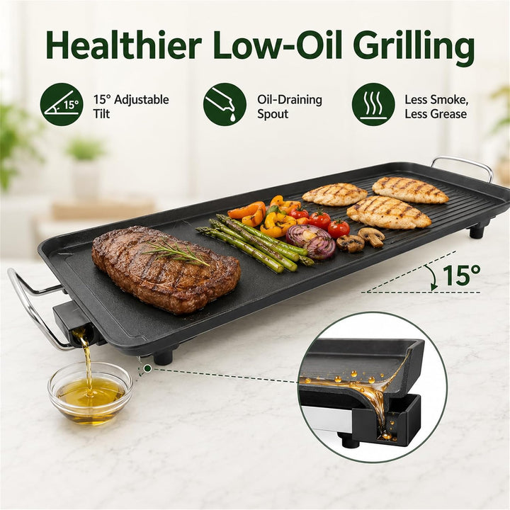 Elektrische Tischgrill Teppanyaki Grillplatte mit Antihaftbeschichtung, BBQ Tischgrill Extragrosse G