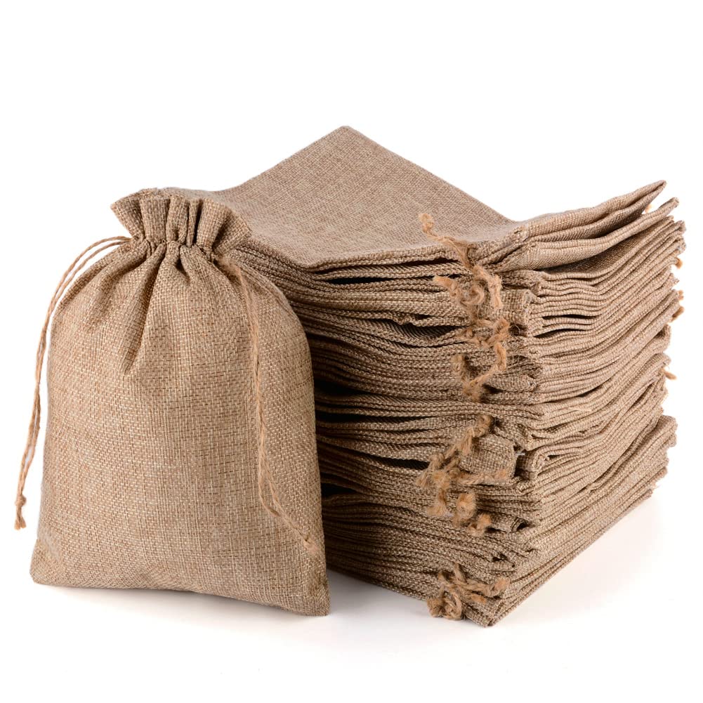 CLTPY 30 Stück Jutesäckchen 15x20 cm mit Kordelzug, Geschenktüten Baumwollsäckchen Stoffsäckchen für