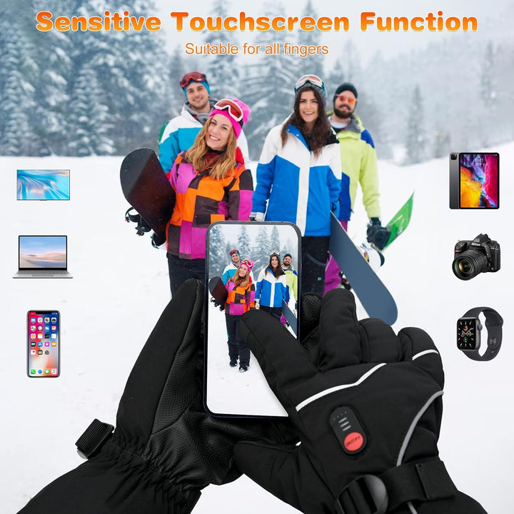COVVY Beheizte Handschuhe,3 beheizte, temperaturverstellbare Touchscreen-Handschuhe,wiederaufladbare