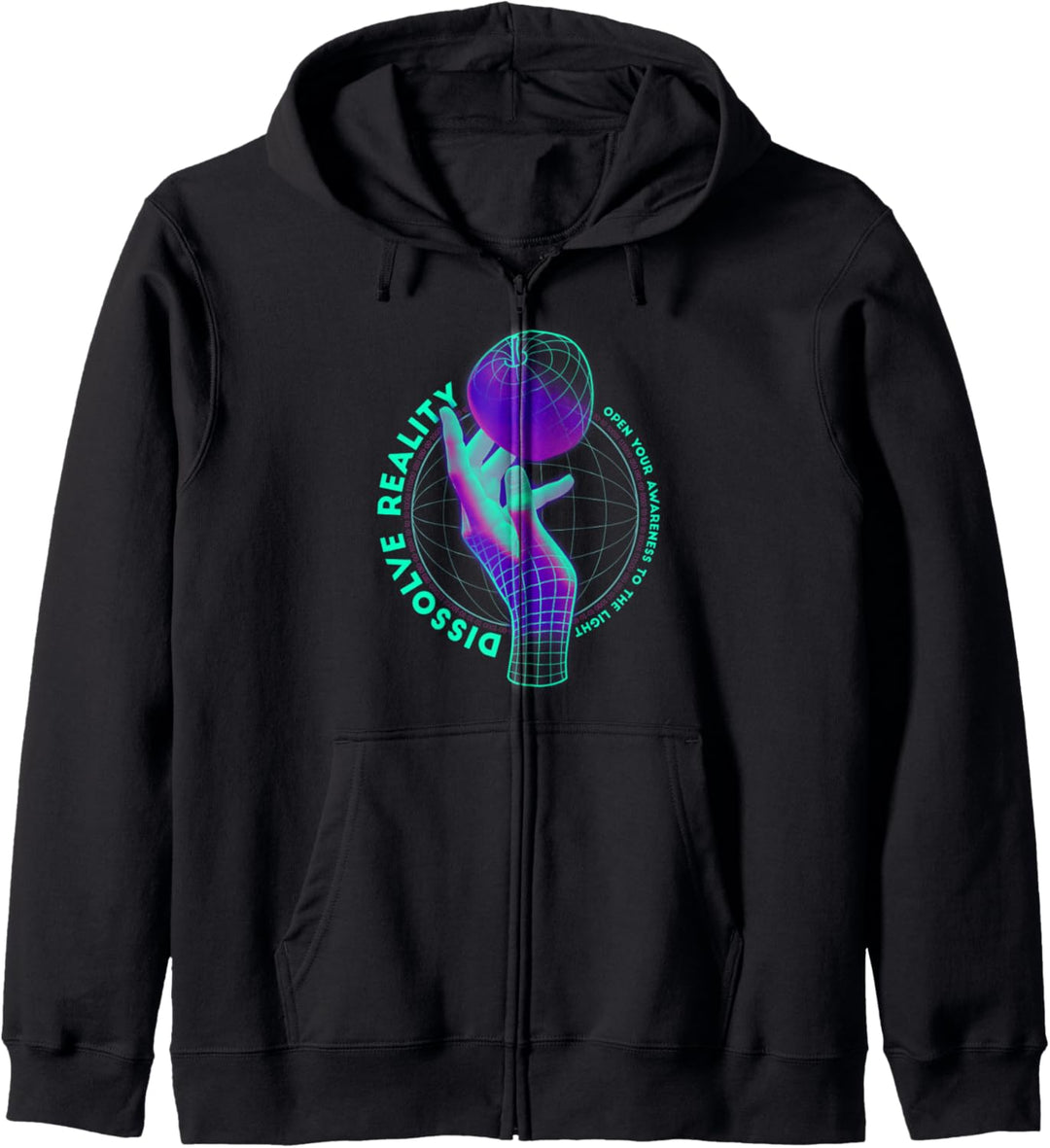 Wireframe Hand Vaporwave Realität Kapuzenjacke