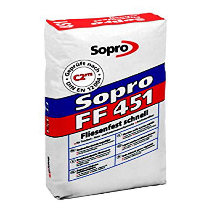 Sopro FF 451 25 kg Fliesenkleber Fliesenfest Flexkleber schnell Kleber Grau Zement Paste Wasserfest