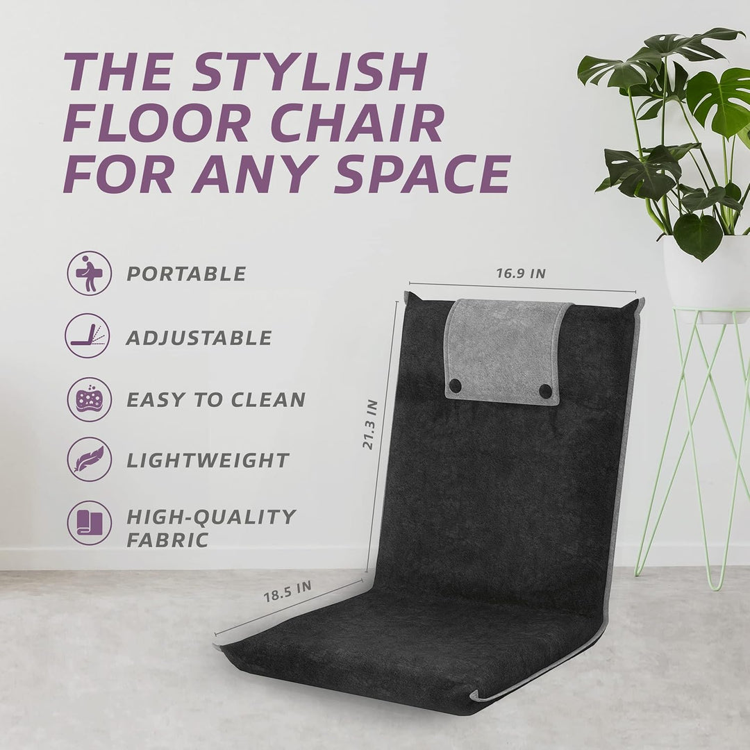 bonVIVO Bodenstuhl mit Rückenlehne Easy II - Ideal als Sitzkissen & Outdoor-Klappsessel für Meditati