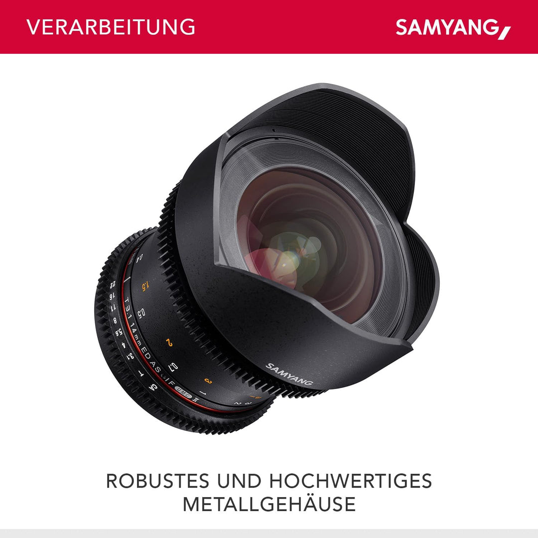 Samyang 14/3,1 Objektiv Video DSLR II Canon EF manueller Fokus Videoobjektiv 0,8 Zahnkranz Gear, Wei
