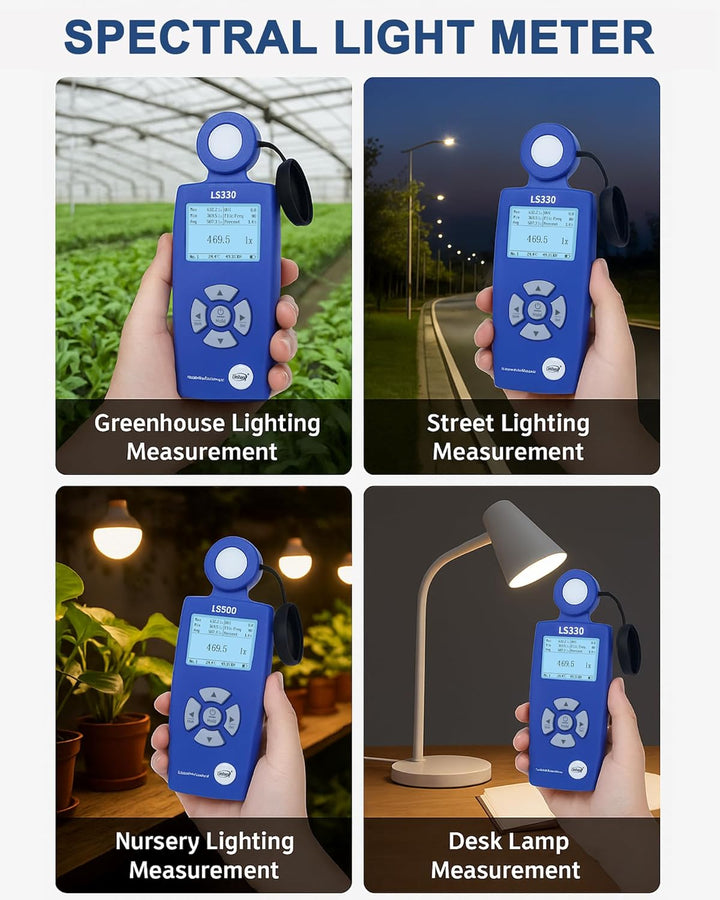 Lichtmessgerät Luxmeter, 0-1,000,000 Lux, CCT/CRI/UV/PPFD/μmol, Spektrales Beleuchtungsstärkemessger