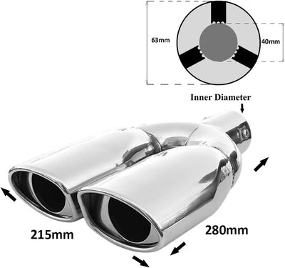 Auspuffblende Doppelrohr Endrohr Edelstahl Auto Endrohrblenden Auspuffendrohr Auspuffrohr Tuning Uni