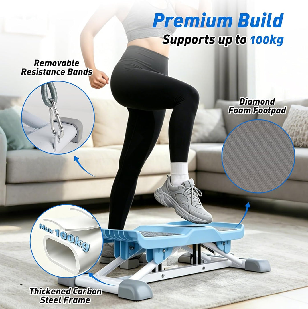 Mini Stepper mit Widerstandsbändern, Ski-Simulator Stepper für Zuhause, Geräuschlos und Rutschfest,