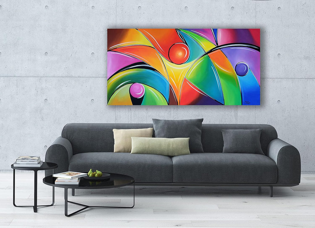 Monica Mirafiori I 100% HANDGEMALT I Gemälde Buntglas 100x50cm | Gemälde Handgemalt | Acrylgemälde |
