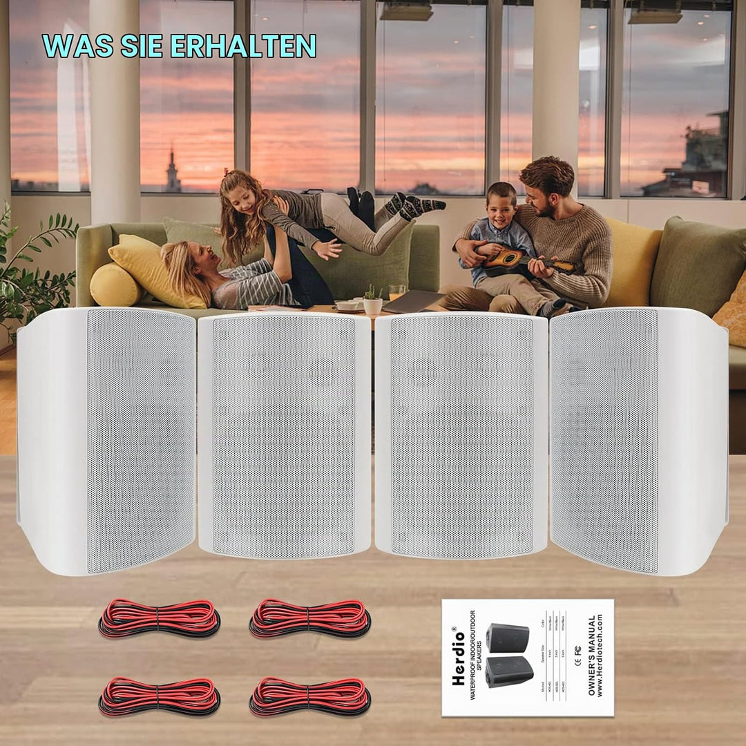 Herdio 5,25 Zoll Passive Outdoor-Lautsprecher Wasserdicht Verdrahtet 600Watt Wandmontage-Lautspreche