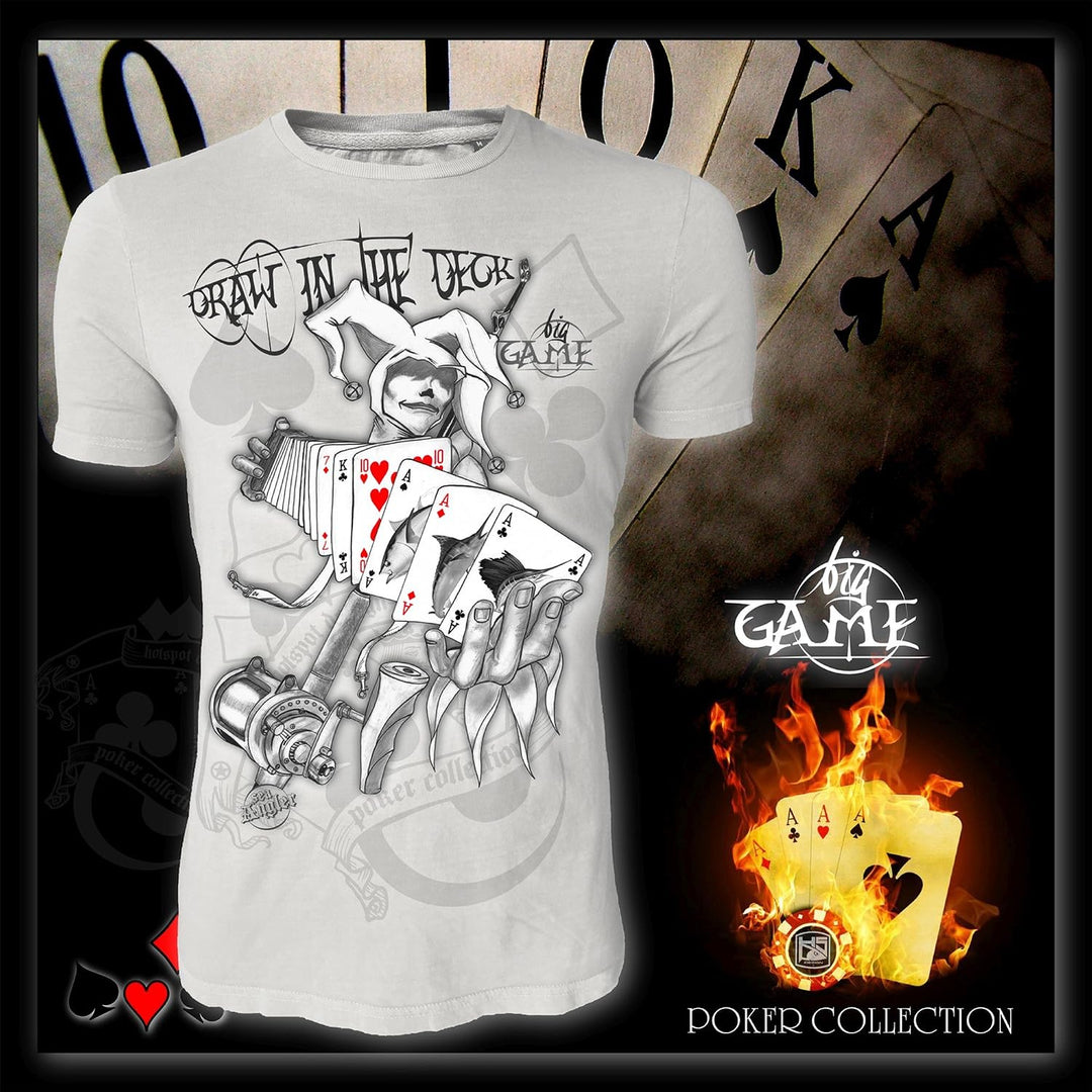 Angler T-Shirt Big Game, Draw in The Deck, Hochsee Angler Shirt M Hellgrau, M Hellgrau