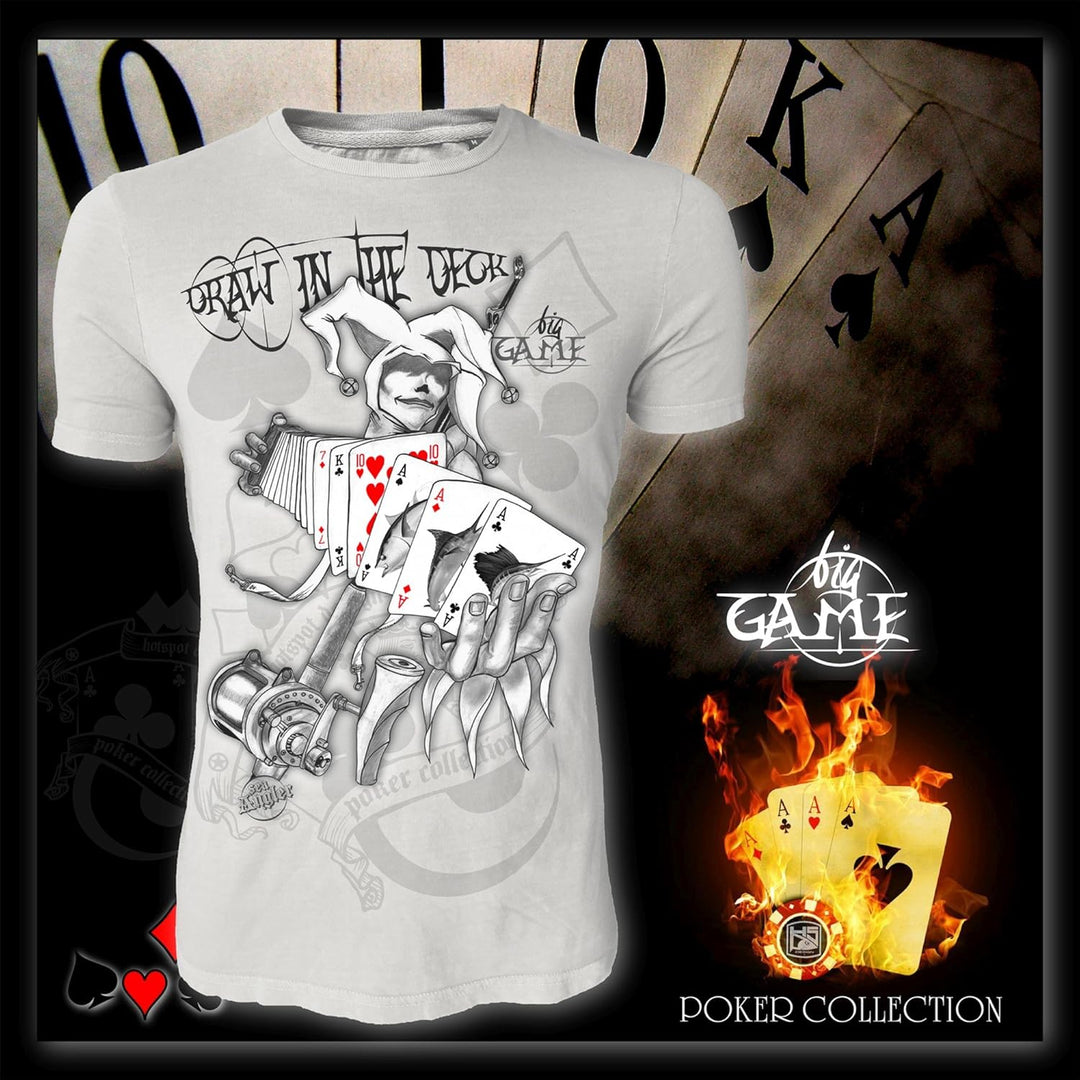 Hotspot Design Angler T-Shirt Big Game, draw in the deck, Hochsee Angler Shirt XL Hellgrau, XL Hellg
