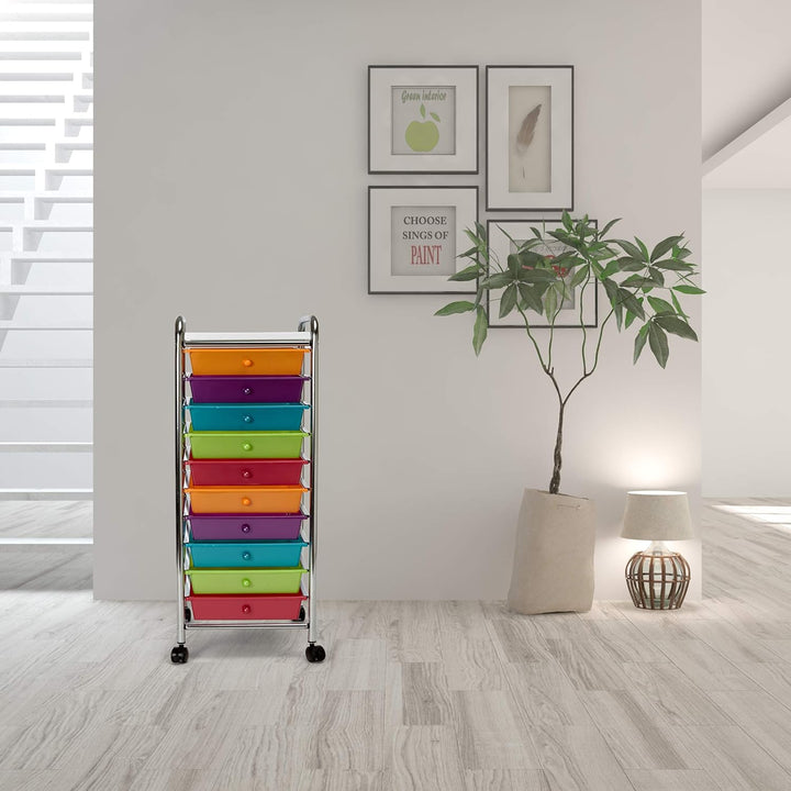 Seville Classics 10 Schubladen Rollwagen 10 Schubladen 39 x 32.5 x 97 cm Mehrfarbig, 10 Schubladen 3