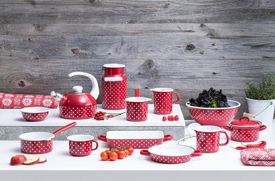 Riess, 0040-077, Schnabeltopf 12, COUNTRY - PÜNKTCHEN ROT, Durchmesser 12 cm, Höhe 11.5 cm, Inhalt 1