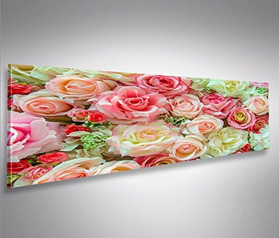 islandburner Bild Bilder auf Leinwand Rosen Pastell Deko Blumen Panorama XXL Poster Leinwandbild Wan