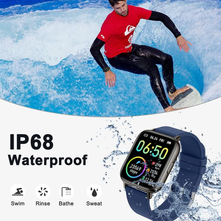 Smartwatch, Fitnessuhr 1.69” Voll Touch Smart Watch Fitness Tracker Schrittzähler Pulsuhr, IP68 Wass