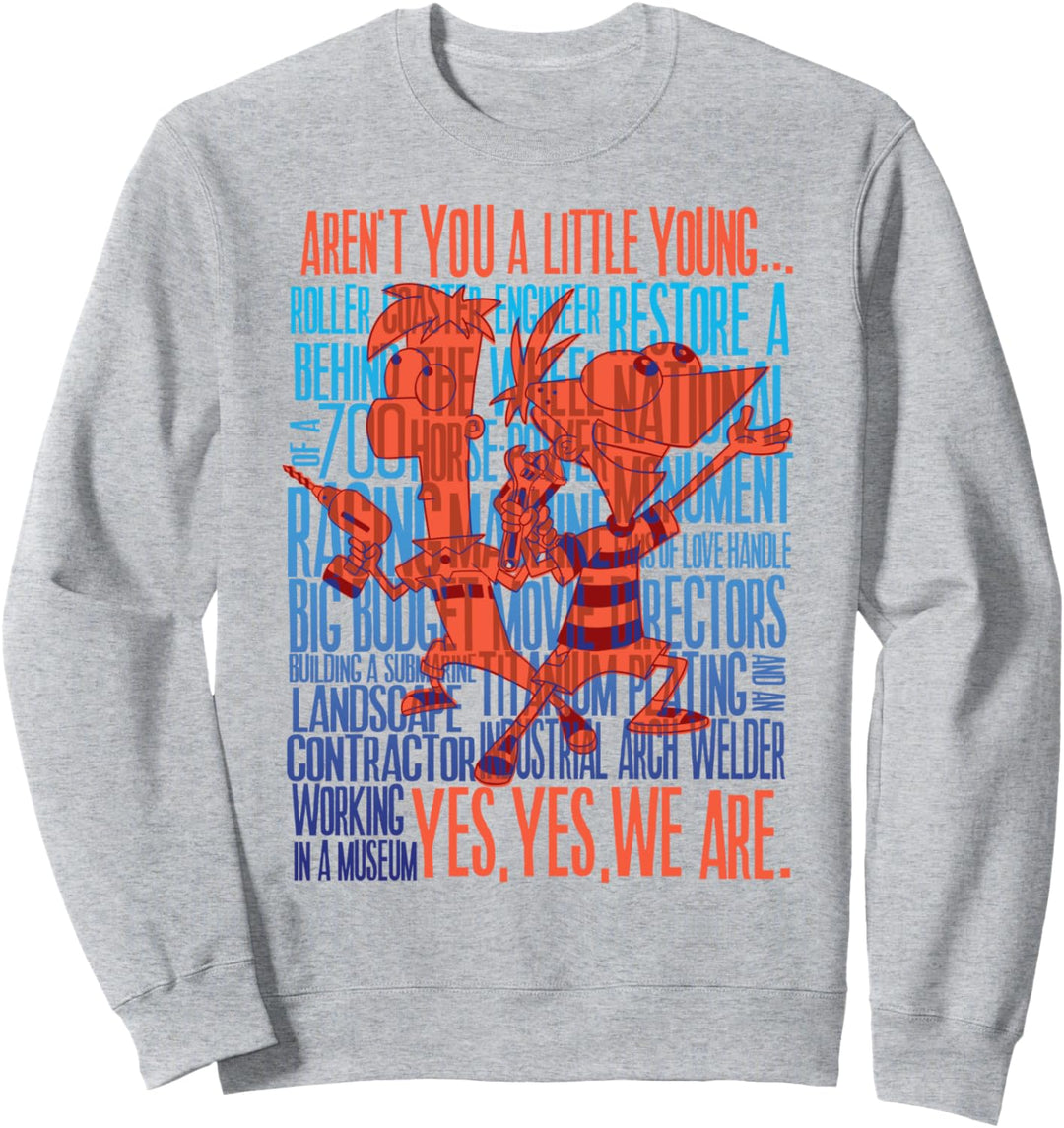 Disney Phineas und Ferb A Little Young Text Stack Silhouette Sweatshirt