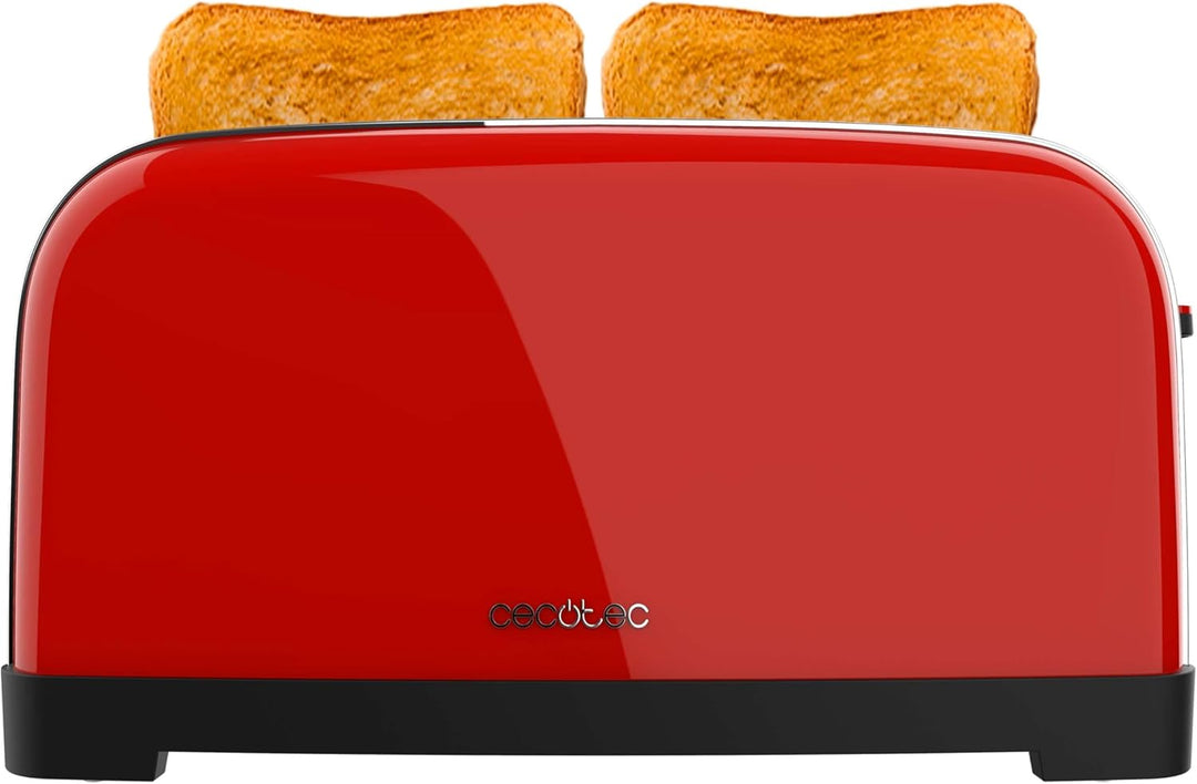 Cecotec Vertikaler Toaster mit 2 langen Schlitzen Toastin' Time 1500 Rot. 1500 W, 4 Brotscheiben, 3,