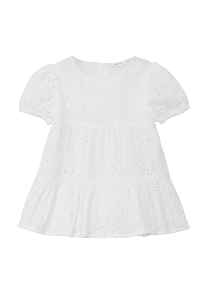 s.Oliver Baby-Mädchen Kleid mit Lochstickerei 86 Weiss, 86 Weiß