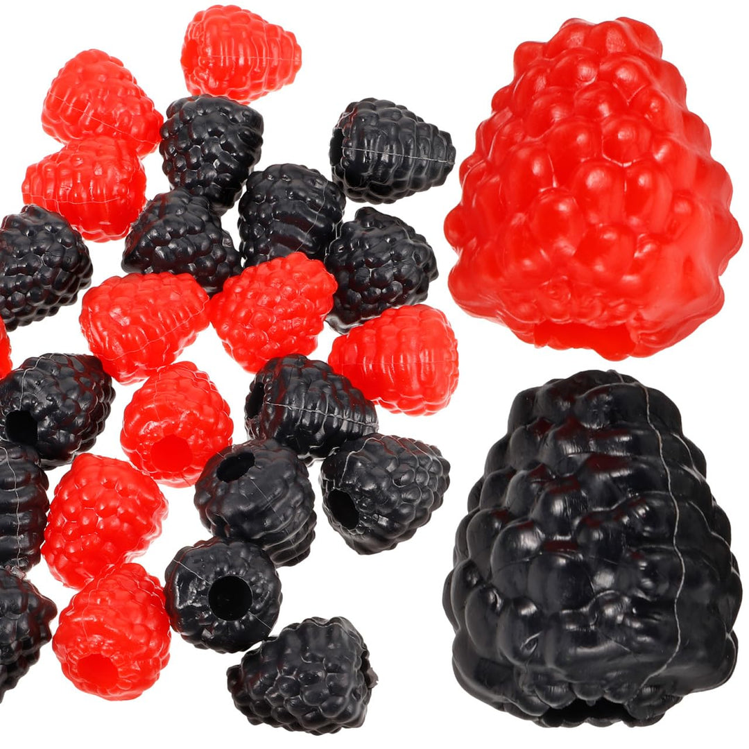 IMIKEYA 40 Stück Künstliche Himbeeren Deko Obst Lebensecht Plastik Himbeeren Rot Schwarz Realistisch
