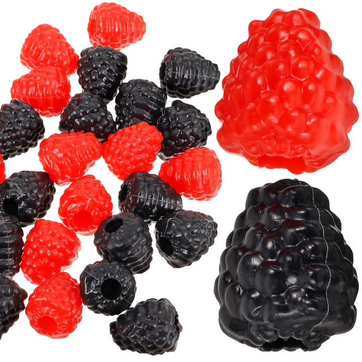 IMIKEYA 40 Stück Künstliche Himbeeren Deko Obst Lebensecht Plastik Himbeeren Rot Schwarz Realistisch