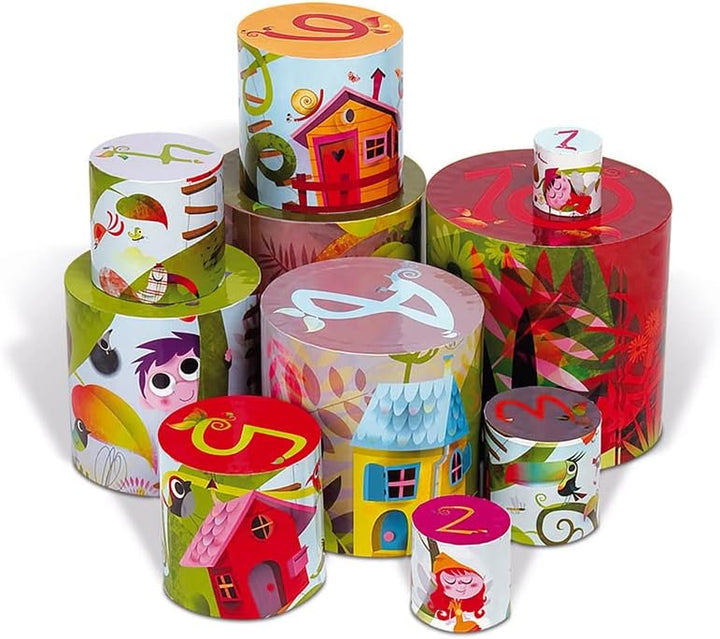 Janod J02918 Round Stacking Pyramid 10 cubes, Magic Tree Zauberbaum, Zauberbaum