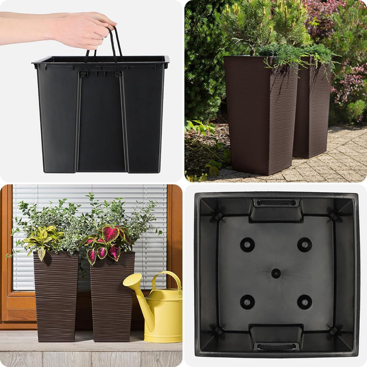 KADAX Pflanzkübel mit Innentopf, Höhe 68cm, Mokka – Wetterfester Blumentopf für Innen & Aussen, idea