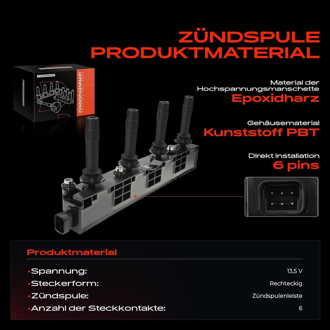 Frankberg Zündspule Zündmodul Kompatibel mit Astra G Combo Corsa C Meriva Vectra Zafira Astra Corsa