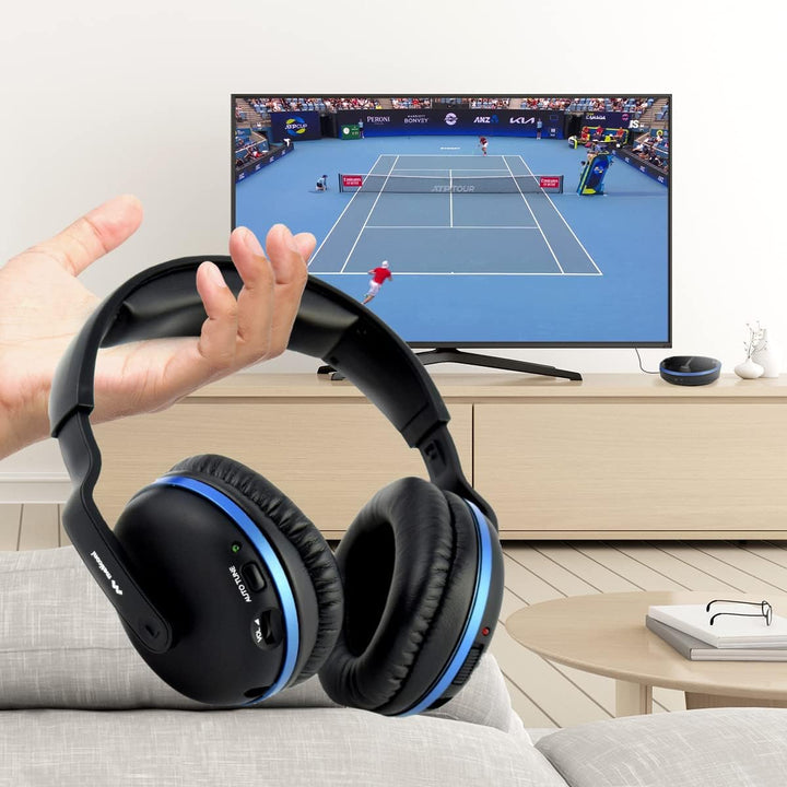 Meliconi HP Comfort, Kabelloses Headset mit Ladestation, TV-Kopfhörer mit Verstellbarem Kopfbügel, 8