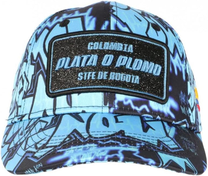 Plata o Plomo Baseball-Kappe, Blau und Schwarz, Strass, Streetwear, Colombia, Baseball – Grösse: Ein