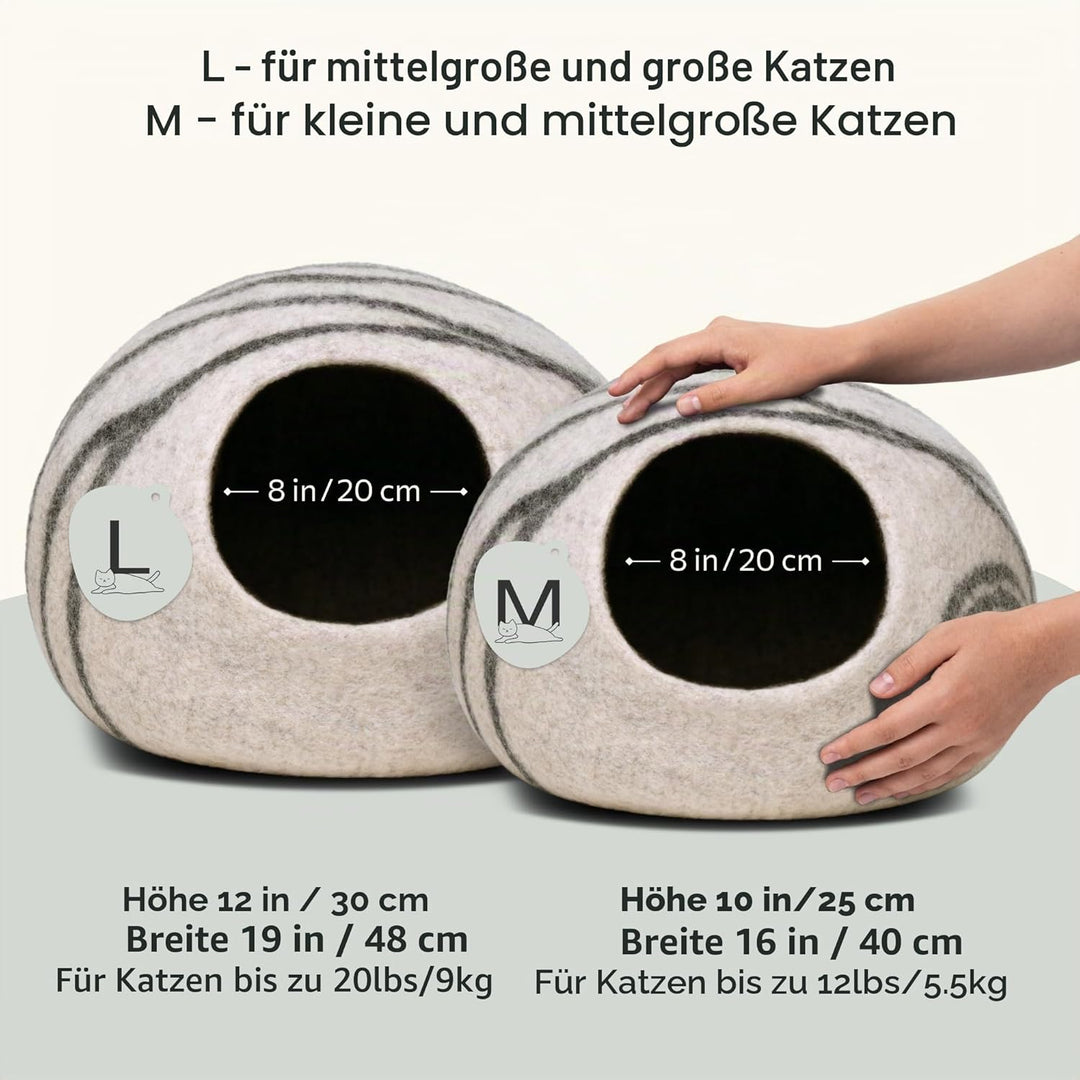 MEOWFIA Katzenbett aus 100% Merinowolle – Handgefilztes, Umweltfreundliches Katzenbett für Katzen &amp;