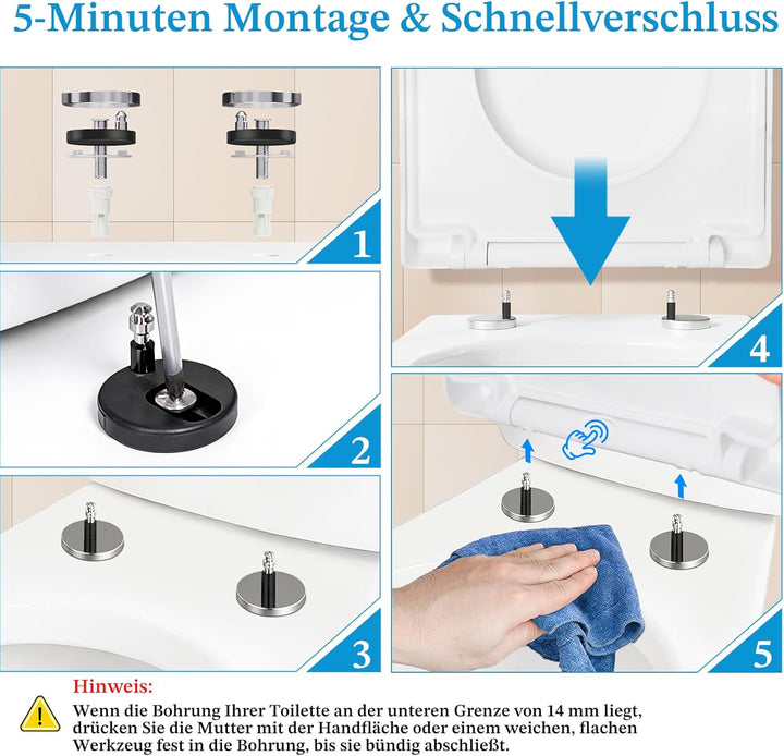 Toilettendeckel mit Absenkautomatik, WC Sitz mit Absenkautomatik Antibakteriell & UV-Beständig, Klod