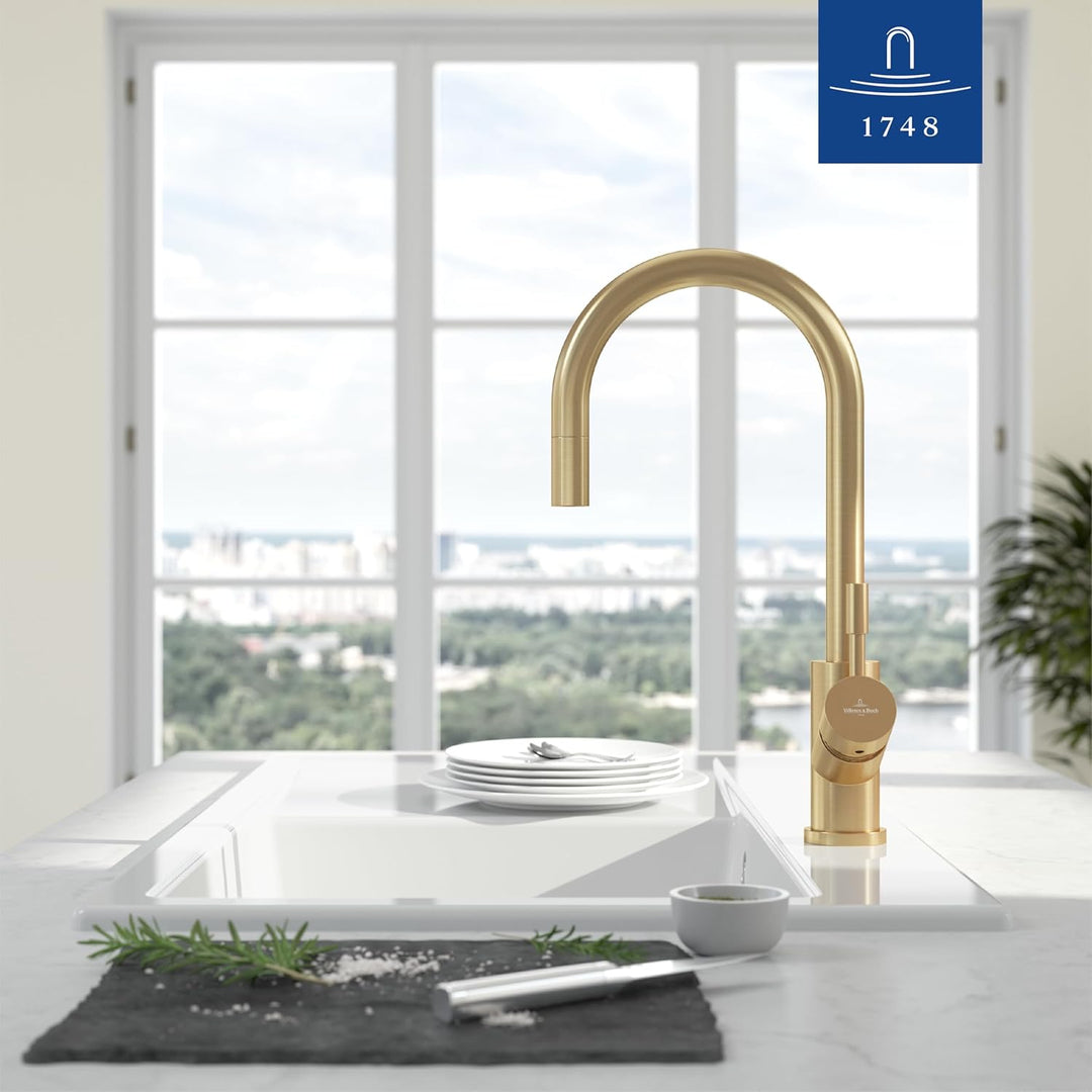Villeroy &amp; Boch Umbrella Flex | Hochdruck | Einhand-Küchenarmatur mit herausziehbarer Handbrause | G