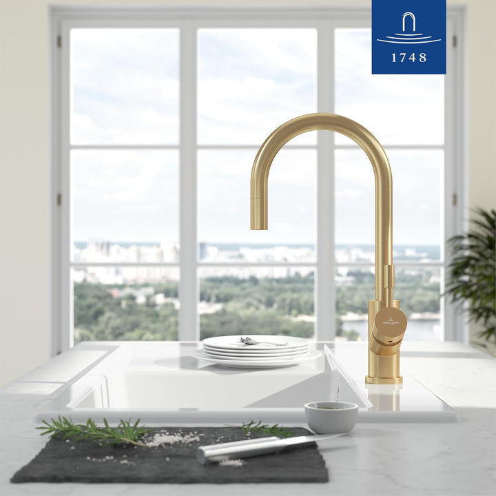 Villeroy &amp; Boch Umbrella Flex | Hochdruck | Einhand-Küchenarmatur mit herausziehbarer Handbrause | G
