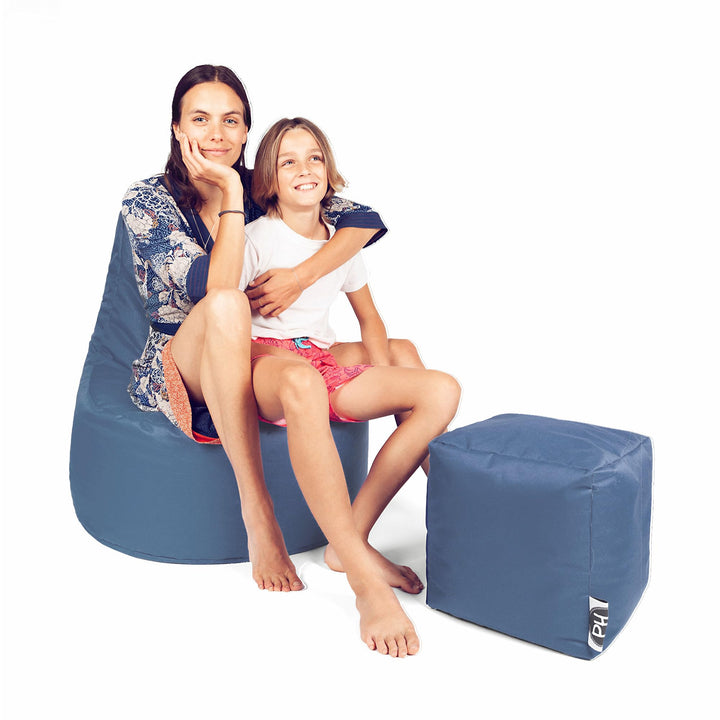 PATCH HOME Gamer Kissen Lounge Kissen Sitzsack Sessel Sitzkissen Bean Bag + Würfel/Hocker mit Reissv