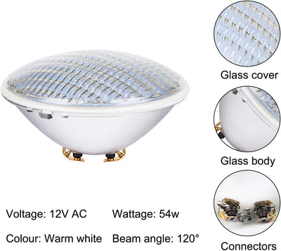 COOLWEST LED Poolbeleuchtung, 54W Warmweiss Unterwasser Licht IP68 Wasserdicht Teichbeleuchtung, AC/