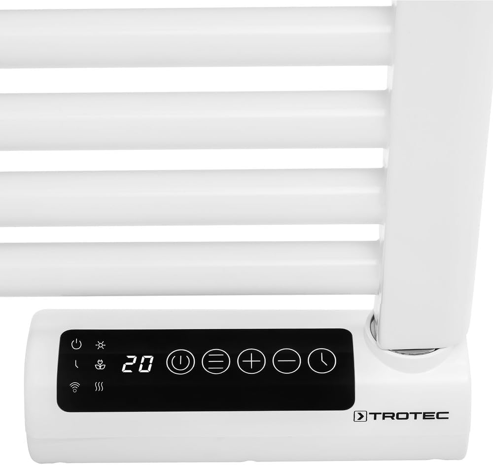 TROTEC Elektrischer Handtuchwärmer TWH 500 S – 500 W, Wandmontage, Flachrohr-Design in Weiss, geräus