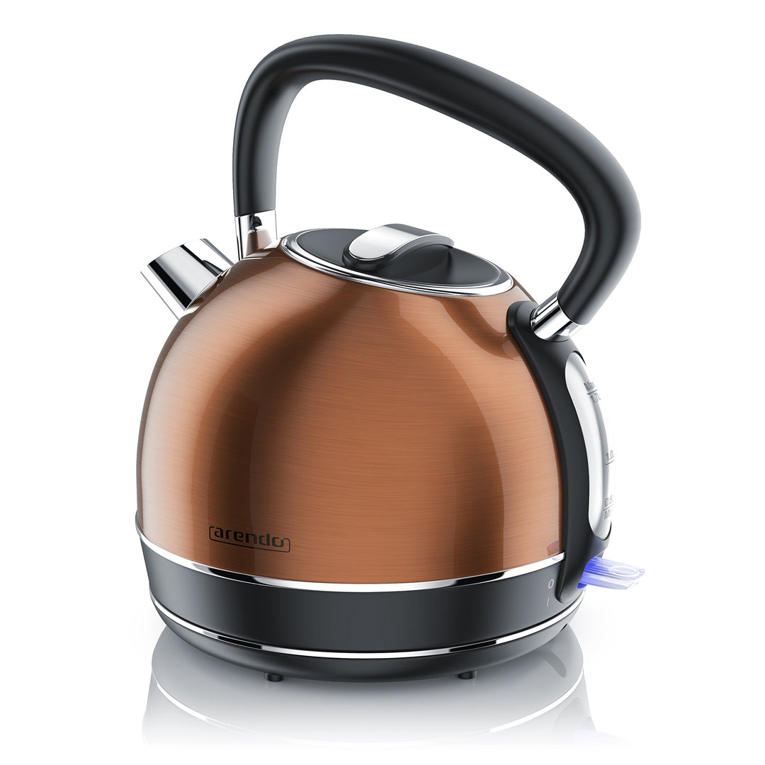 Arendo - Wasserkocher Edelstahl - Teekessel Retro Style - max. 2200W - Herausnehmbarer - austauschba