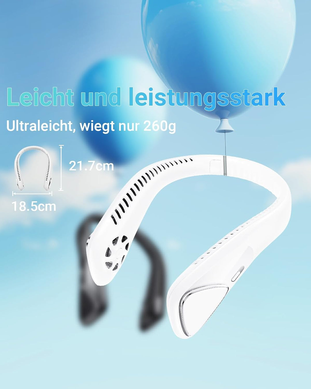 Jialexin Tragbarer Nackenventilator, Hals Ventilator Wiederaufladbar mit 6000mah, Persönlicher Venti