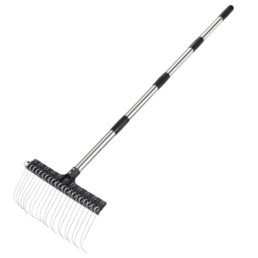 Rechen Für Rasen Schwerlast - Breite Stahlzinken Mit Ca. 98-160 cm Langem Stiels | Breitzahn Rasenre