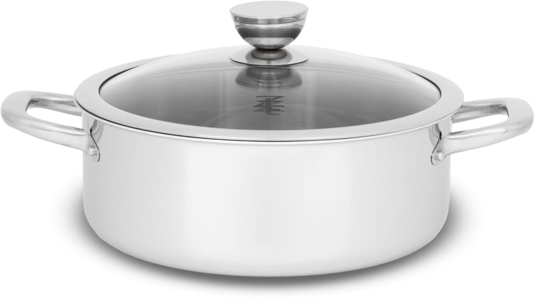 Töpfe und Pfanne Set - Topfset 12-teilig - Edelstahl - mit Glasdeckeln - für alle Herdarten - Silber