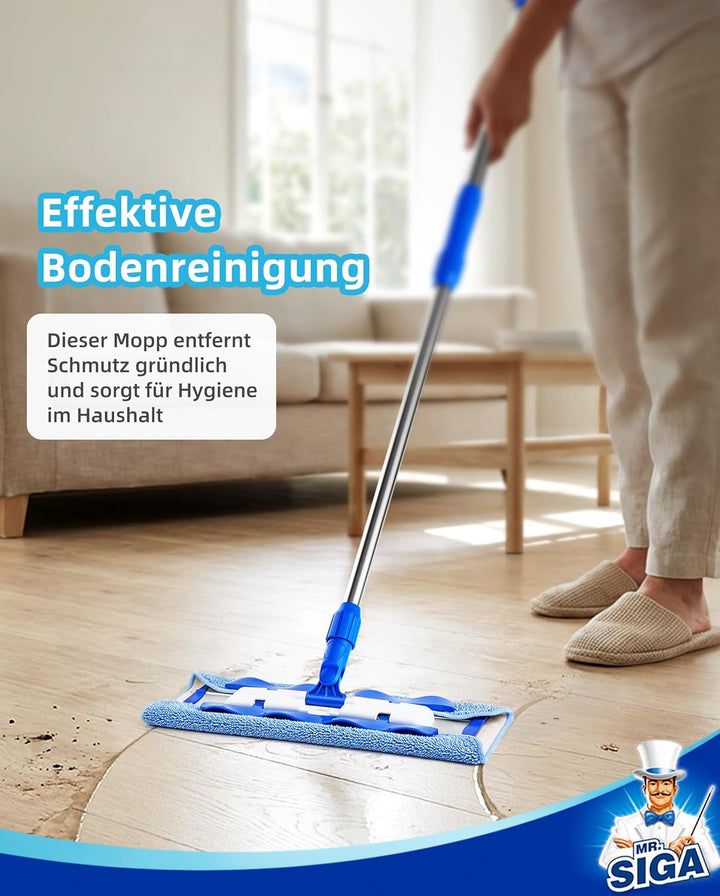 MR.SIGA Professionelle Mikrofaser-Wischmop Bodenwischer Reinigung für Hartholz-, Laminat-, Fliesenbo