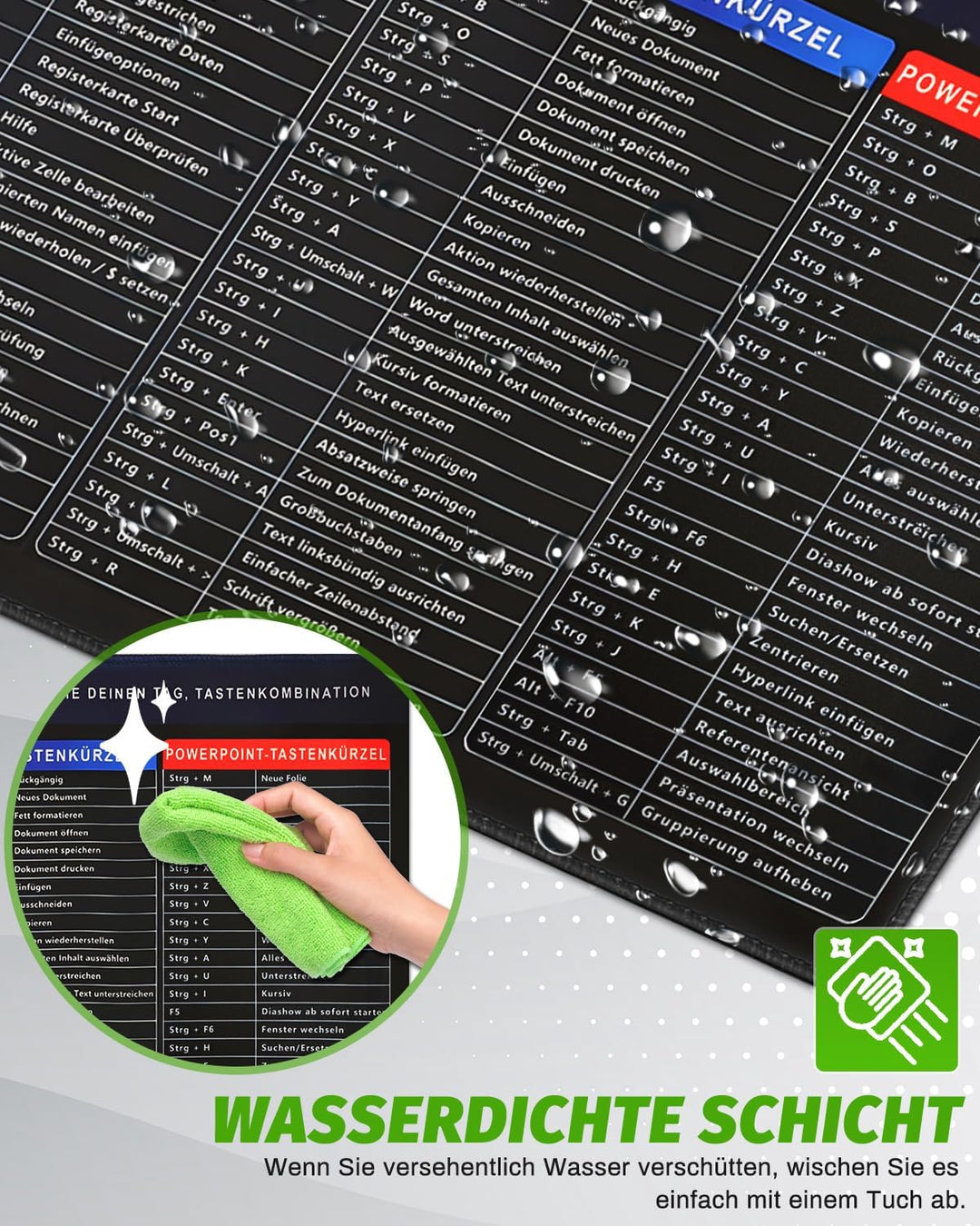 Excel Mauspad Deutsch Gross 800x300mm | Harte & Dicke Oberfläche, Starke Haftung | Glatte Gaming Mou