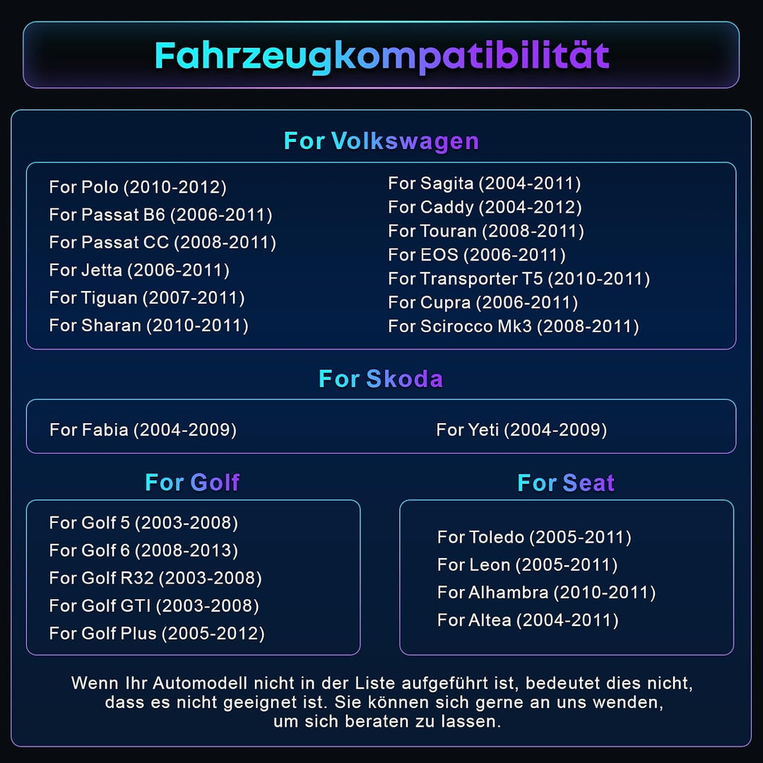 Android DAB Autoradio mit Bildschirm 8Core für VW Golf 5 6 T5 Polo 6R Caddy Skoda Seat Passat, 4G+64